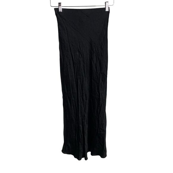 Bec + Bridge Black Crinkled Satin Bias Cut Maxi Slip Skirt - Size 2 - Picture 2 of 6